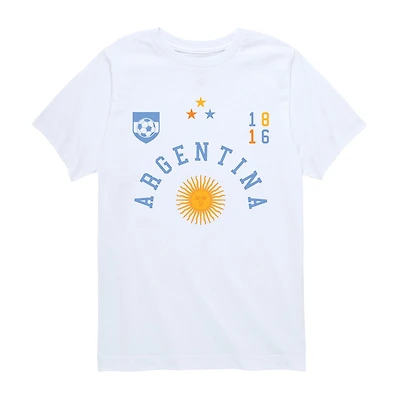 Argentina Soccer Little & Big Kid Boys Crew Neck Short Sleeve Regular Fit Graphic T-Shirt