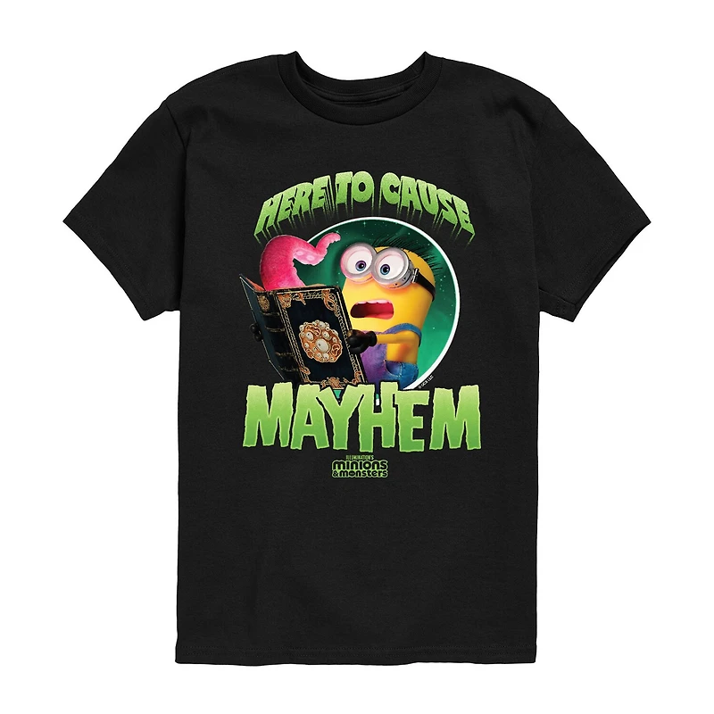 Mayhem Little & Big Kid Boys Crew Neck Short Sleeve Regular Fit Minions Graphic T-Shirt