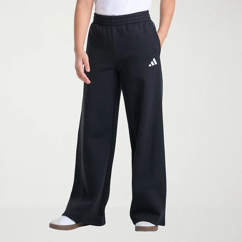 adidas Big Kid Girls Mid Rise Wide Leg Regular Fit Fleece Pull-On Pant
