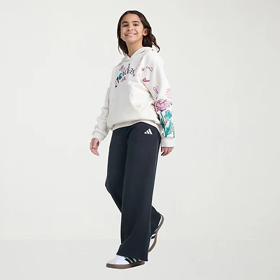 adidas Big Kid Girls Mid Rise Wide Leg Regular Fit Fleece Pull-On Pant