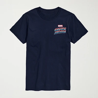 Novelty Mens Crew Neck Short Sleeve Regular Fit Captain America Marvel Graphic T-Shirt
