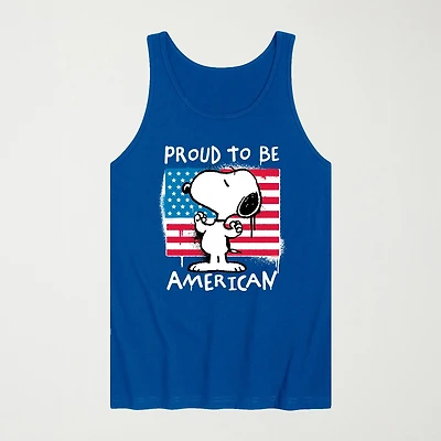 Novelty Mens Crew Neck Sleeveless Peanuts Snoopy Tank Top