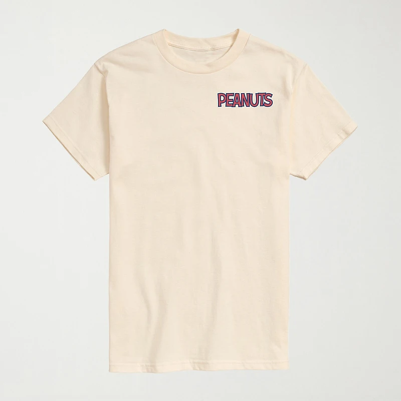 Novelty Mens Crew Neck Short Sleeve Regular Fit Peanuts Graphic T-Shirt