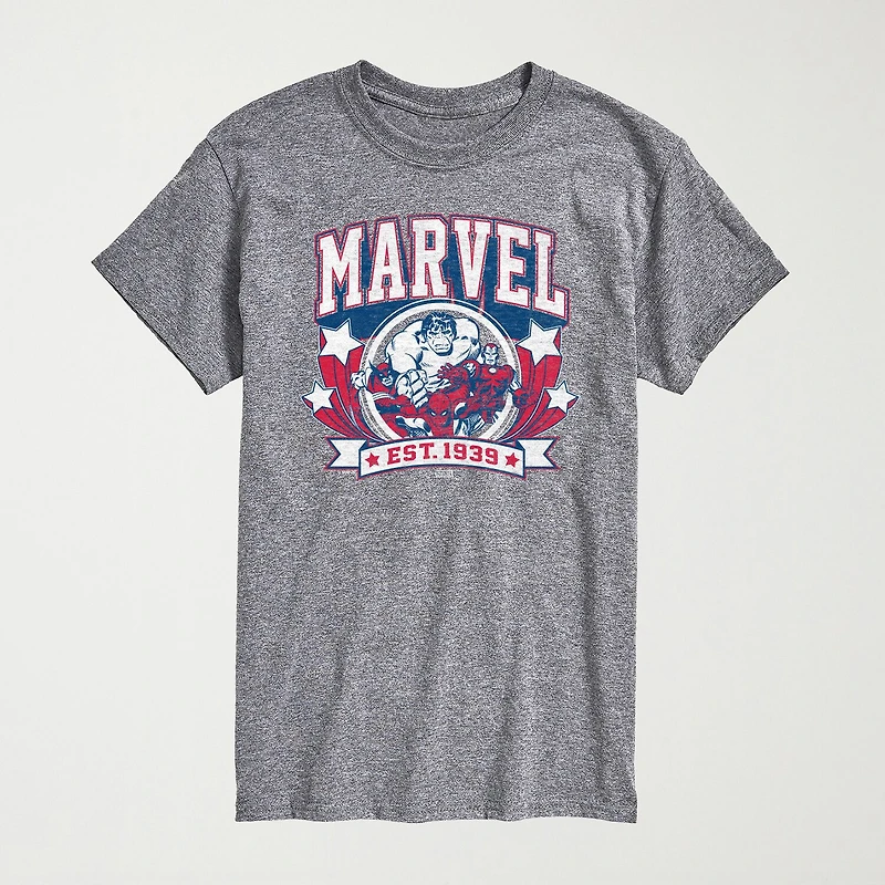 Novelty Mens Crew Neck Short Sleeve Regular Fit Marvel Graphic T-Shirt