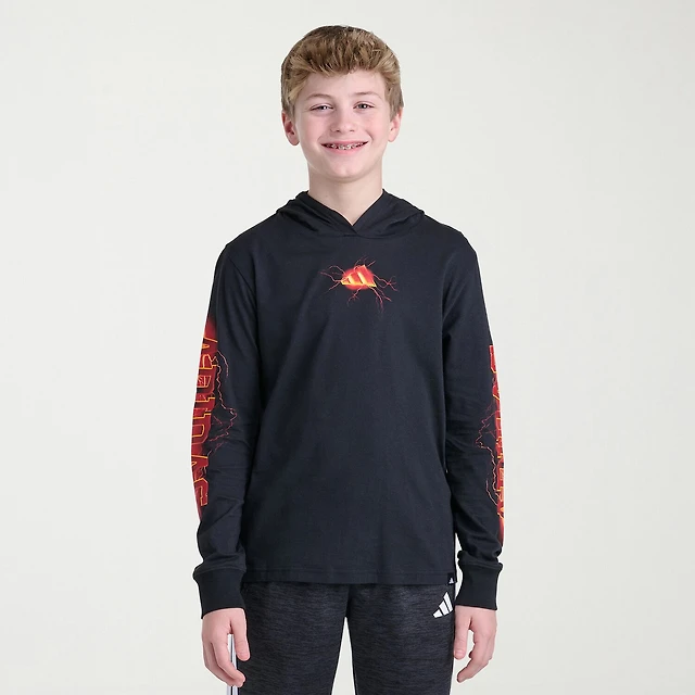 adidas Big Kid Boys Hooded Long Sleeve Regular Fit Graphic T-Shirt
