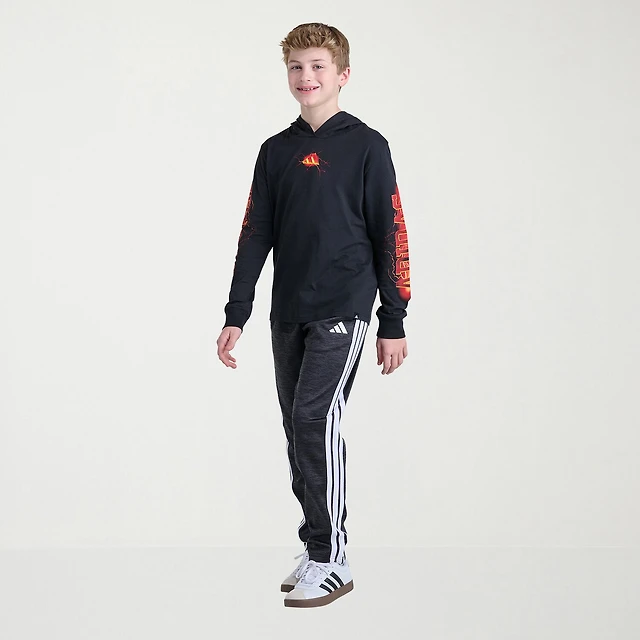 adidas Big Kid Boys Hooded Long Sleeve Regular Fit Graphic T-Shirt