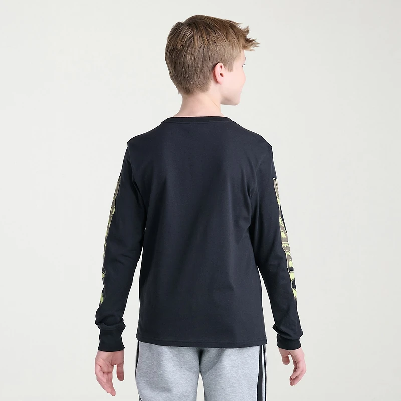adidas Big Kid Boys Crew Neck Long Sleeve Regular Fit Graphic T-Shirt