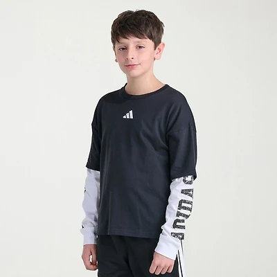 adidas Big Kid Boys Crew Neck Long Sleeve Regular Fit Graphic T-Shirt