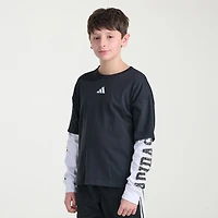 adidas Big Kid Boys Crew Neck Long Sleeve Regular Fit Graphic T-Shirt