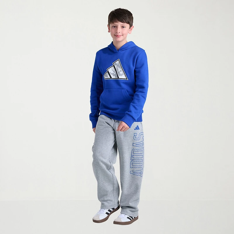 adidas Big Kid Boys Long Sleeve Fleece Active Husky Hoodie