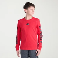 adidas Big Kid Boys Crew Neck Long Sleeve Regular Fit Graphic T-Shirt