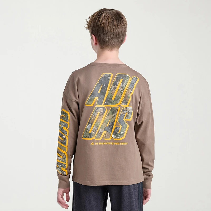 adidas Big Kid Boys Crew Neck Long Sleeve Regular Fit Graphic T-Shirt