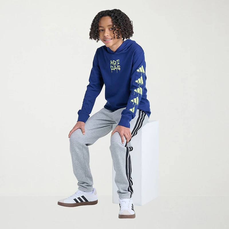 adidas Big Kid Boys Hooded Long Sleeve Regular Fit Graphic T-Shirt