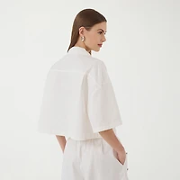 RM Rebecca Minkoff Womens Short Sleeve Boxy Fit Button-Down Shirt