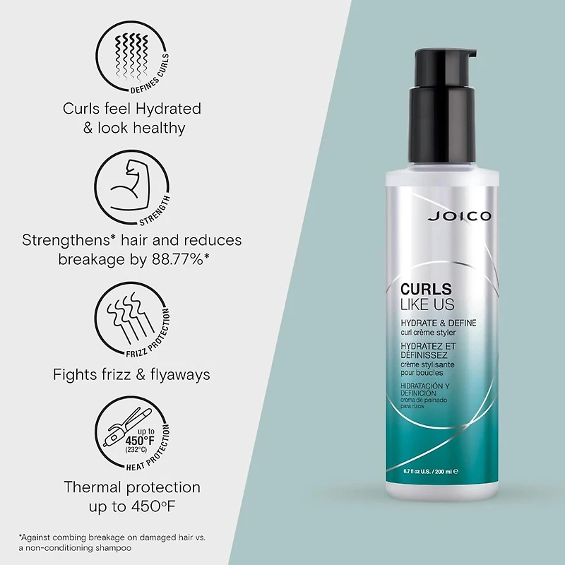 Joico Curls Like Us Hydrate & Define Curl Crème Styler Hair Cream 6.7 oz.