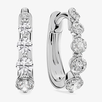 Limited Quantities! (F / Si1) Womens 1/2 CT. T.W. Lab Grown White Diamond Sterling Silver 12.6mm Hoop Earrings