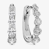 Limited Quantities! (F / Si1) Womens 1/2 CT. T.W. Lab Grown White Diamond Sterling Silver 12.6mm Hoop Earrings