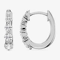 Limited Quantities! (F / Si1) Womens 1/2 CT. T.W. Lab Grown White Diamond Sterling Silver 12.6mm Hoop Earrings