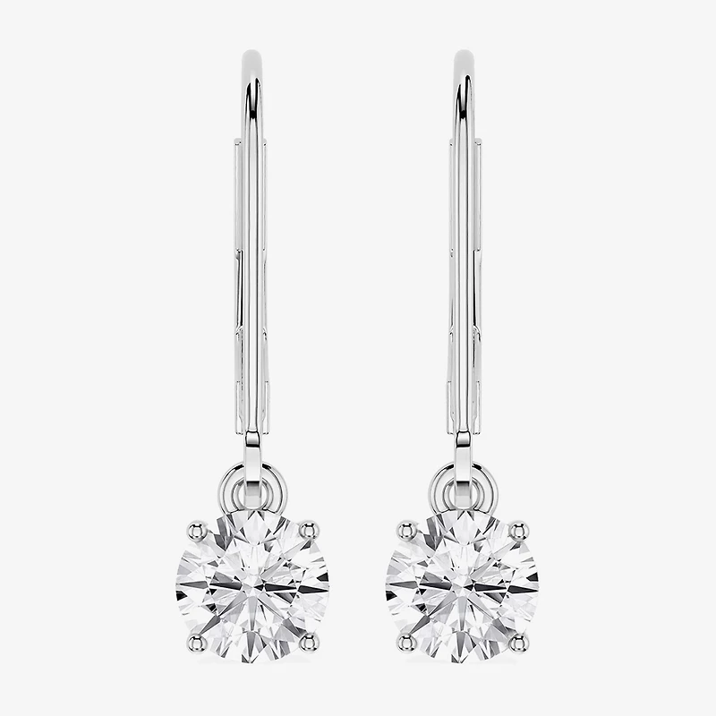 Limited Quantities! (F / Si1) Womens 1 CT. T.W. Lab Grown White Diamond Sterling Silver Round Drop Earrings