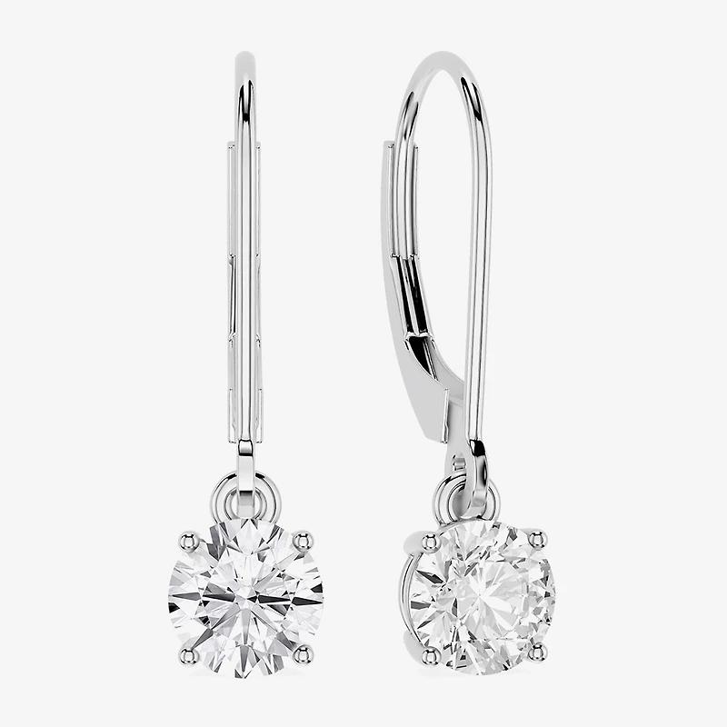 Limited Quantities! (F / Si1) Womens 1 CT. T.W. Lab Grown White Diamond Sterling Silver Round Drop Earrings