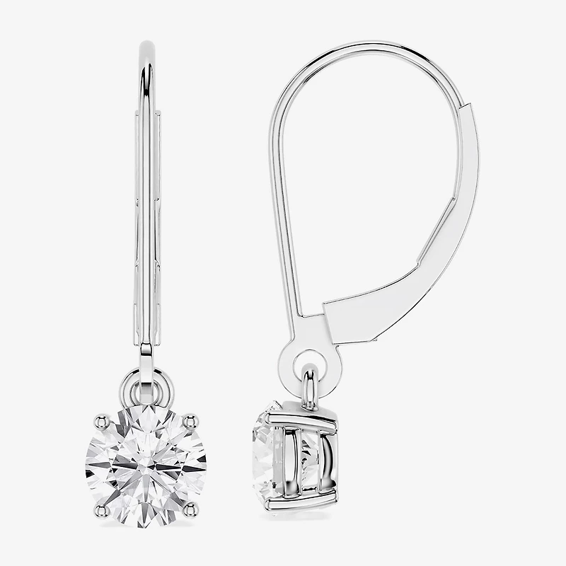 Limited Quantities! (F / Si1) Womens 1 CT. T.W. Lab Grown White Diamond Sterling Silver Round Drop Earrings