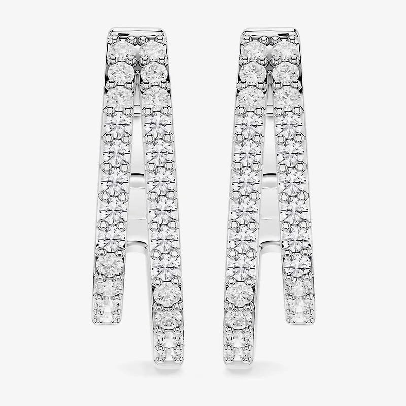 Limited Quantities! (F / Si1) Womens 1/2 CT. T.W. Lab Grown White Diamond Sterling Silver 17.4mm Hoop Earrings