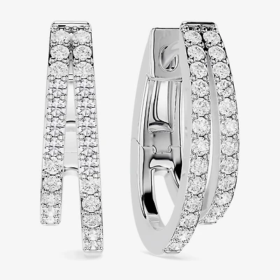 Limited Quantities! (F / Si1) Womens 1/2 CT. T.W. Lab Grown White Diamond Sterling Silver 17.4mm Hoop Earrings