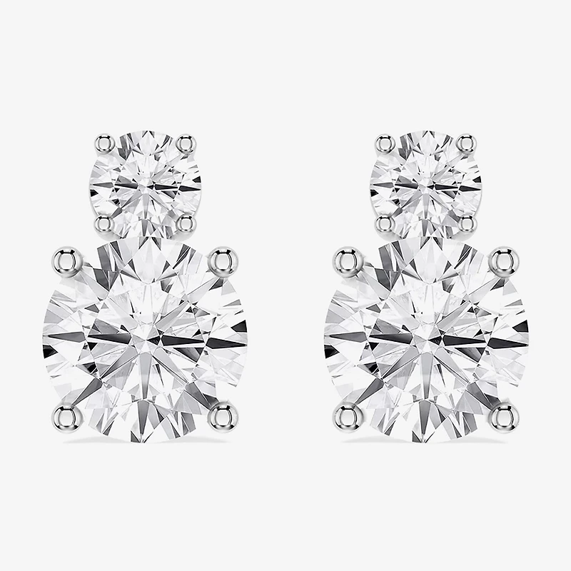 Limited Quantities! (F / Si1) 2 1/6 Ct. T.W. Lab Grown White Diamond Sterling Silver 8.9mm Round Stud Earrings