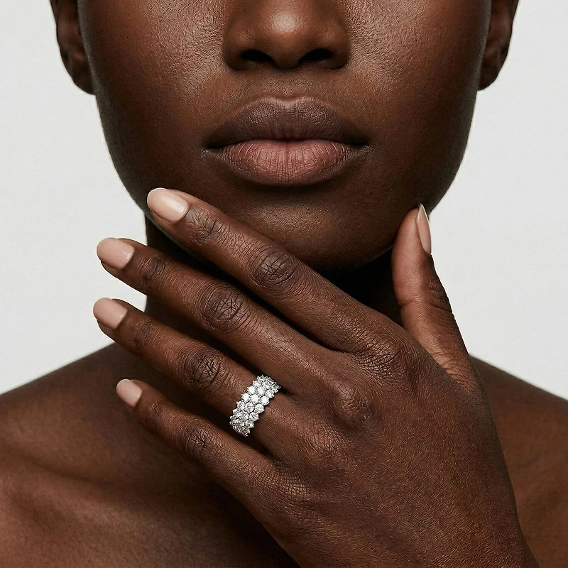 Limited Quantities! (F / Si1) Womens CT. T.W. Lab Grown White Diamond Sterling Silver Band