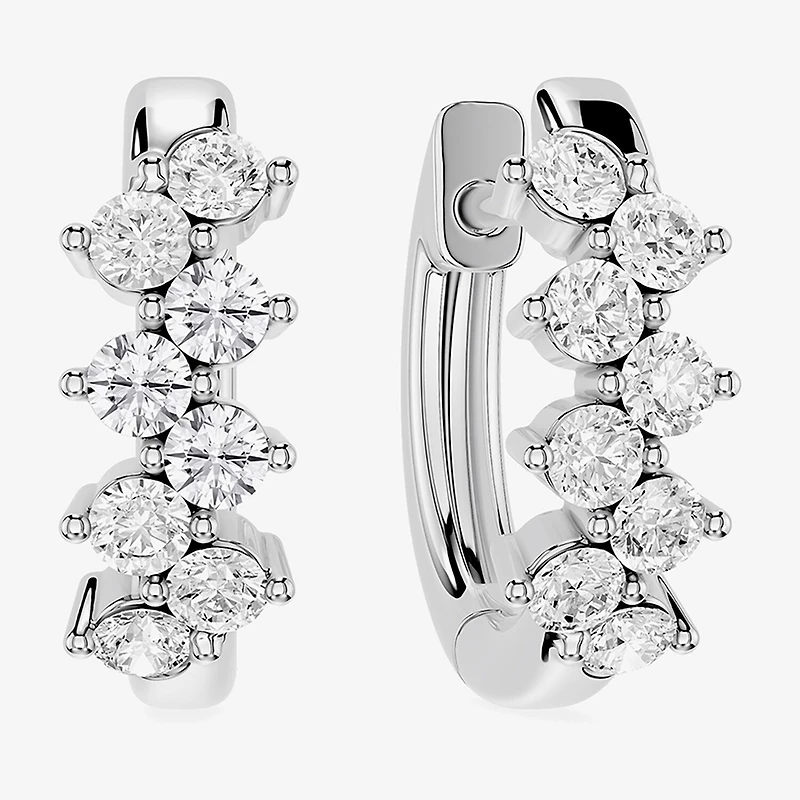 Limited Quantities! (F / Si1) Womens 1/2 CT. T.W. Lab Grown White Diamond Sterling Silver 15.7mm Hoop Earrings