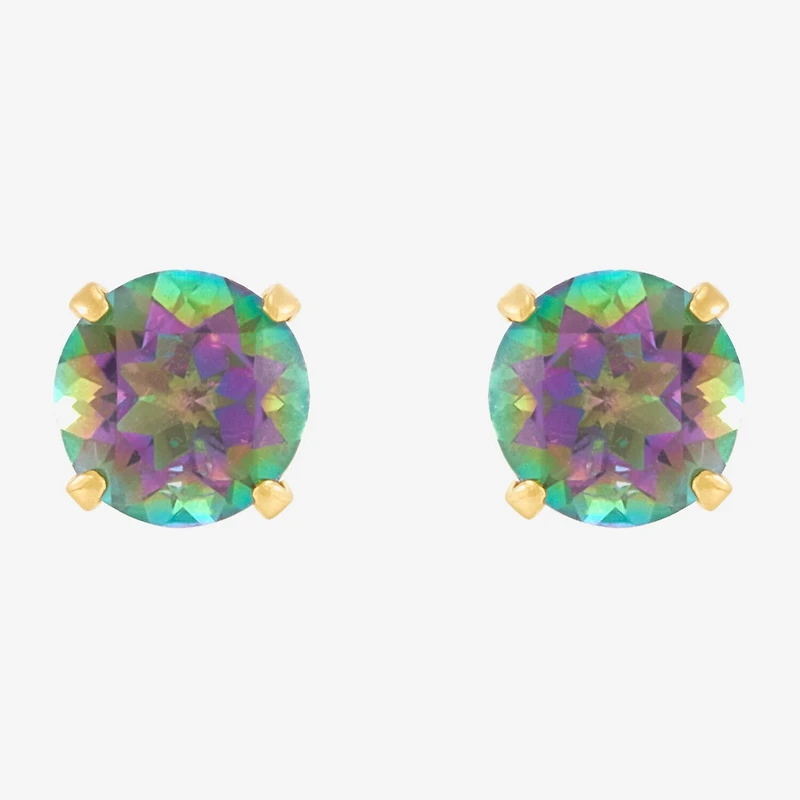 Limited Quantities! Genuine Mystic Fire Topaz 14K Gold 4mm Stud Earrings