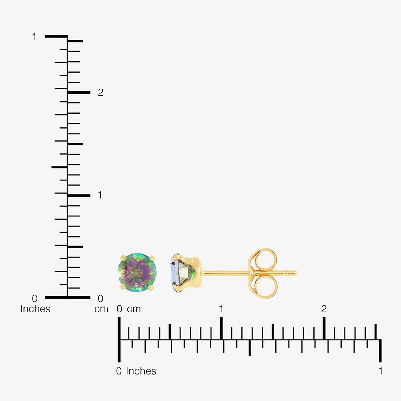 Limited Quantities! Genuine Mystic Fire Topaz 14K Gold 4mm Stud Earrings