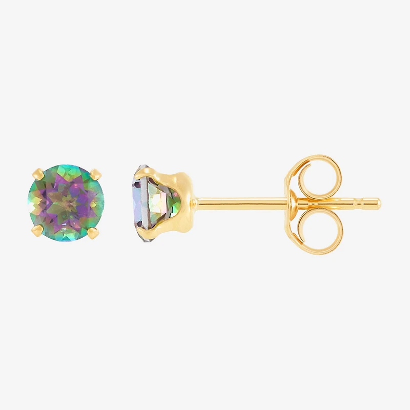 Limited Quantities! Genuine Mystic Fire Topaz 14K Gold 4mm Stud Earrings
