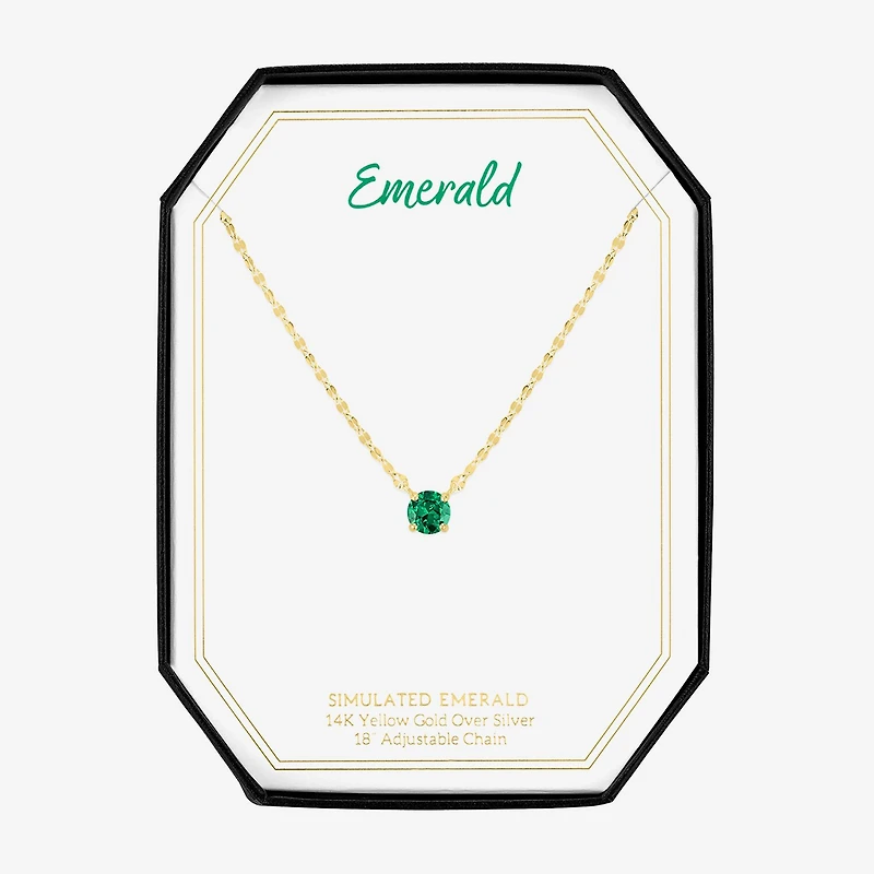 Gemstone 14K Gold Over Silver Round 18 Inch Pendant Necklace