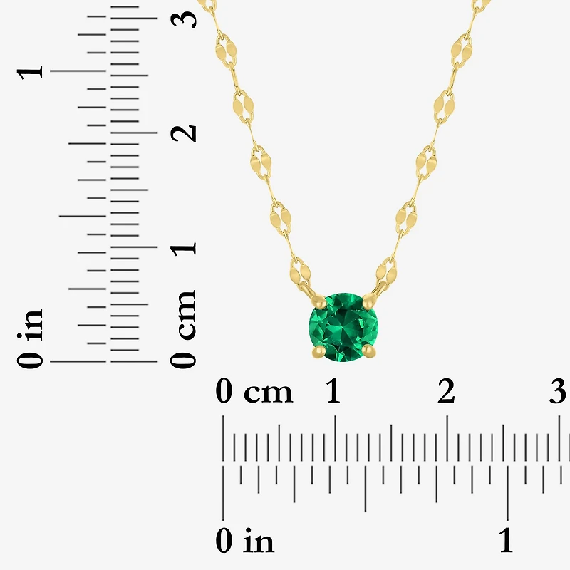 Gemstone 14K Gold Over Silver Round 18 Inch Pendant Necklace