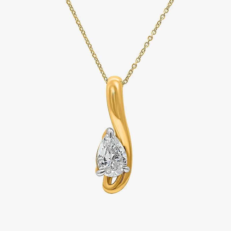 (I/Si2) Womens Lab Grown White Diamond Pear 18 Inch Pendant Necklace