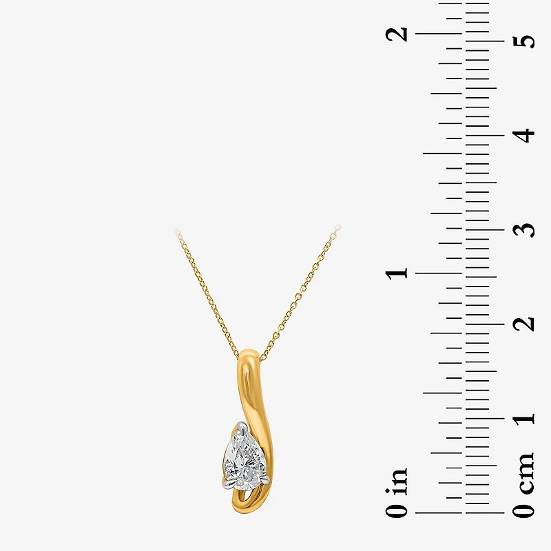 (I/Si2) Womens Lab Grown White Diamond Pear 18 Inch Pendant Necklace