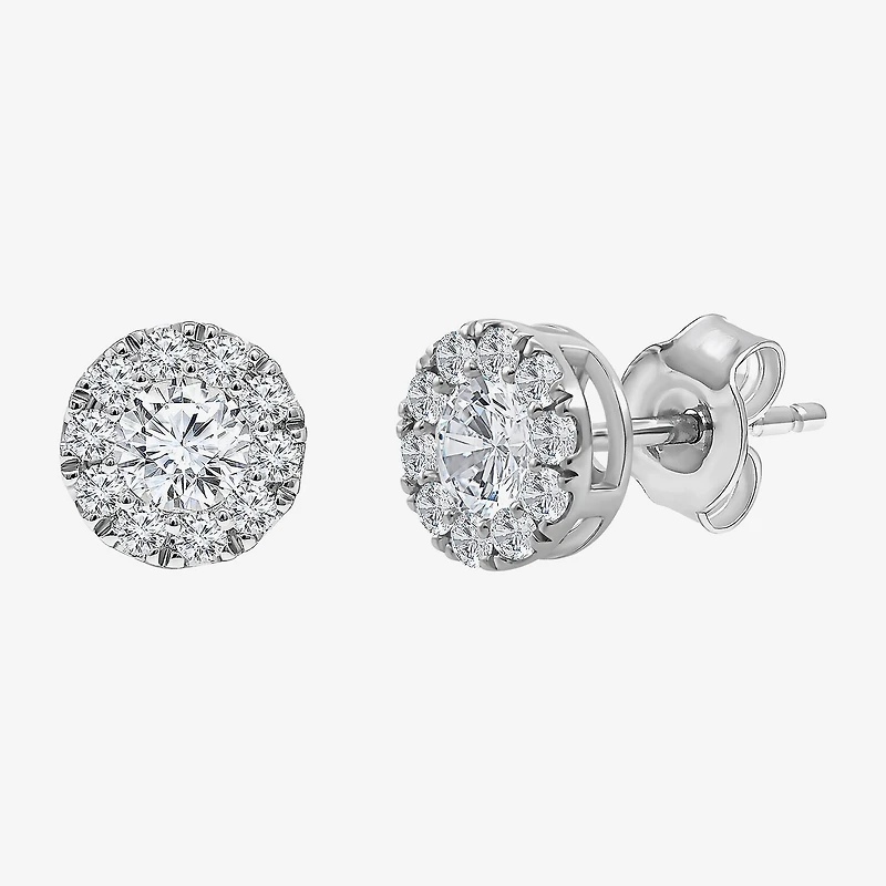 (I/Si2) 1 CT. T.W. Lab Grown White Diamond Sterling Silver 3.2mm Round Stud Earrings
