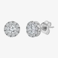 (I/Si2) 1 CT. T.W. Lab Grown White Diamond Sterling Silver 3.2mm Round Stud Earrings