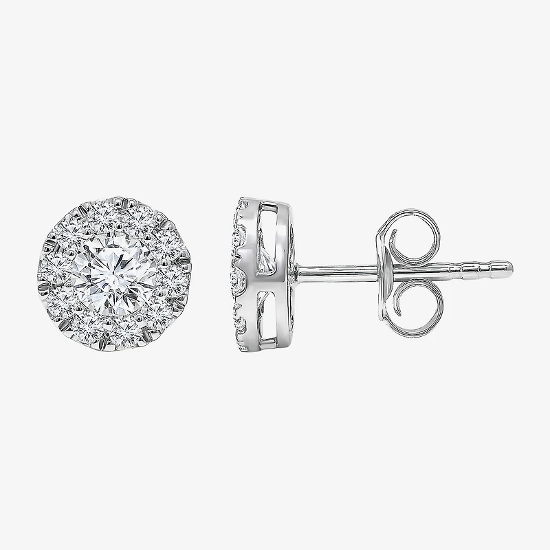 (I/Si2) 1 CT. T.W. Lab Grown White Diamond Sterling Silver 3.2mm Round Stud Earrings
