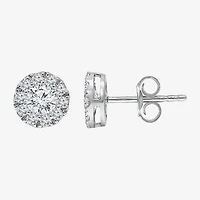 (I/Si2) 1 CT. T.W. Lab Grown White Diamond Sterling Silver 3.2mm Round Stud Earrings