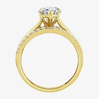 (F / Vs2) Womens 3 CT. T.W. Lab Grown White Diamond 10K Gold Marquise Side Stone Engagement Ring