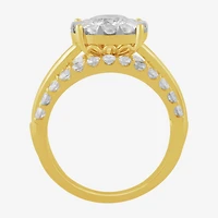 (G / Si2) Womens 3 1/2 CT. T.W Lab Grown White Diamond 10K Gold Round Side Stone Wedding Bridal Set
