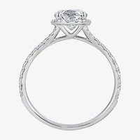 (I / Si2) Womens 2 1/2 CT. T.W. Lab Grown White Diamond Sterling Silver Oval Side Stone Halo Engagement Ring