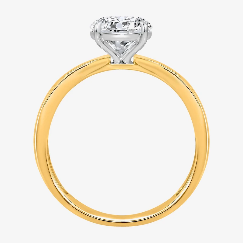 (I / Si2) Womens 2 CT. T.W. Lab Grown White Diamond Round Side Stone Engagement Ring