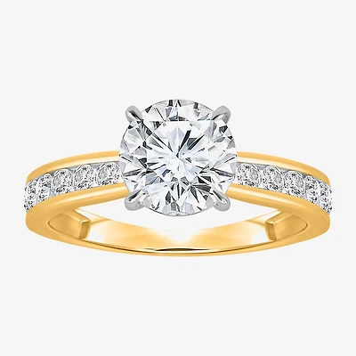 I / Si2) Womens CT. T.W. Lab Grown White Diamond Round Side Stone Engagement Ring