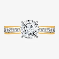 (I / Si2) Womens 2 CT. T.W. Lab Grown White Diamond Round Side Stone Engagement Ring