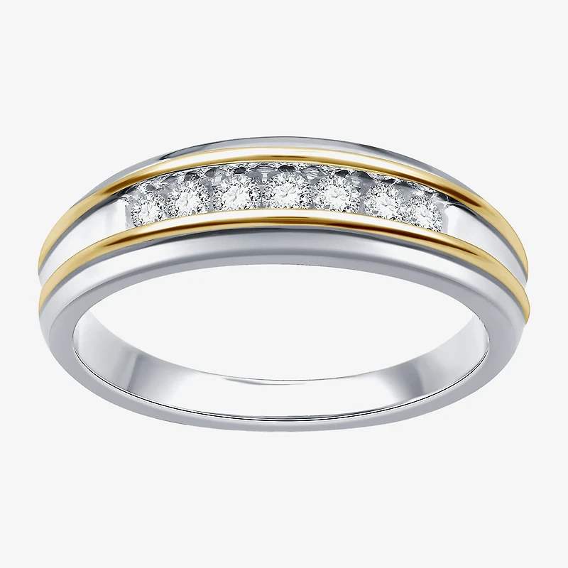 I Said Yes (H-I / I1) Mens 1/4 CT. T.W. Lab Grown White Diamond 14K Two Tone Gold Over Silver Wedding Band