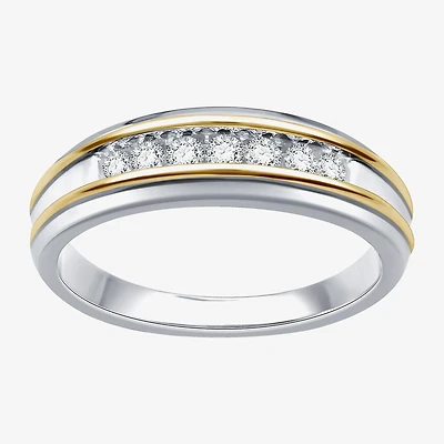 I Said Yes (H-I / I1) Mens 1/4 CT. T.W. Lab Grown White Diamond 14K Two Tone Gold Over Silver Wedding Band