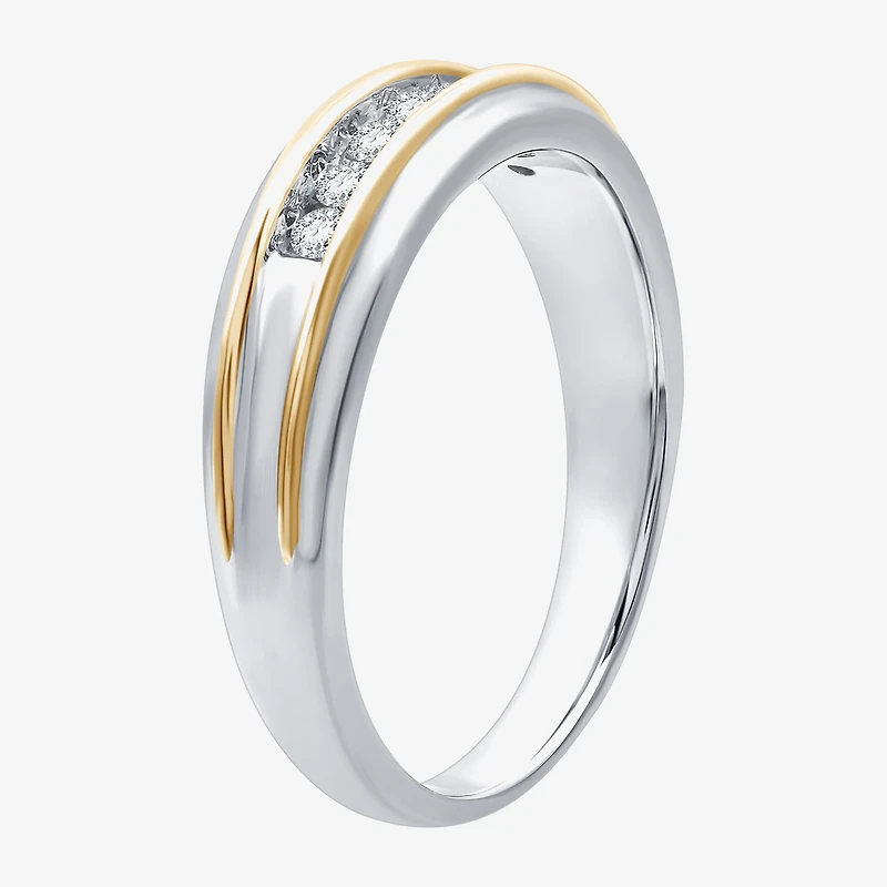 I Said Yes (H-I / I1) Mens 1/4 CT. T.W. Lab Grown White Diamond 14K Two Tone Gold Over Silver Wedding Band